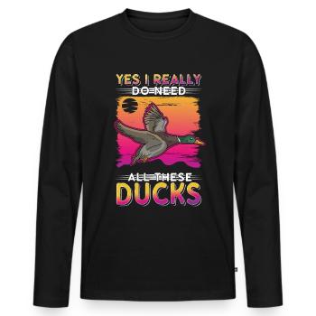 Duck Gift Duck Duck Breeder - Men's Premium Organic Long Sleeve Shirt - black - Front - Nico (187cm)