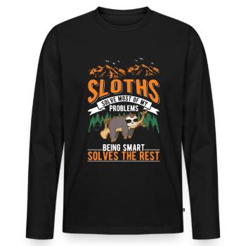 Sloth Gift Sloth - Men's Premium Organic Long Sleeve Shirt - black - Front - Nico (187cm)