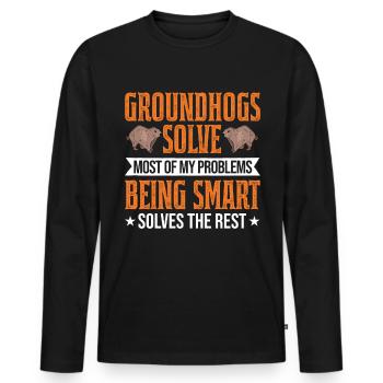 Murmeltier Groundhog Marmot Waldmurmeltier - Männer Premium Bio Langarmshirt - Schwarz - Vorne - Nico (187cm)