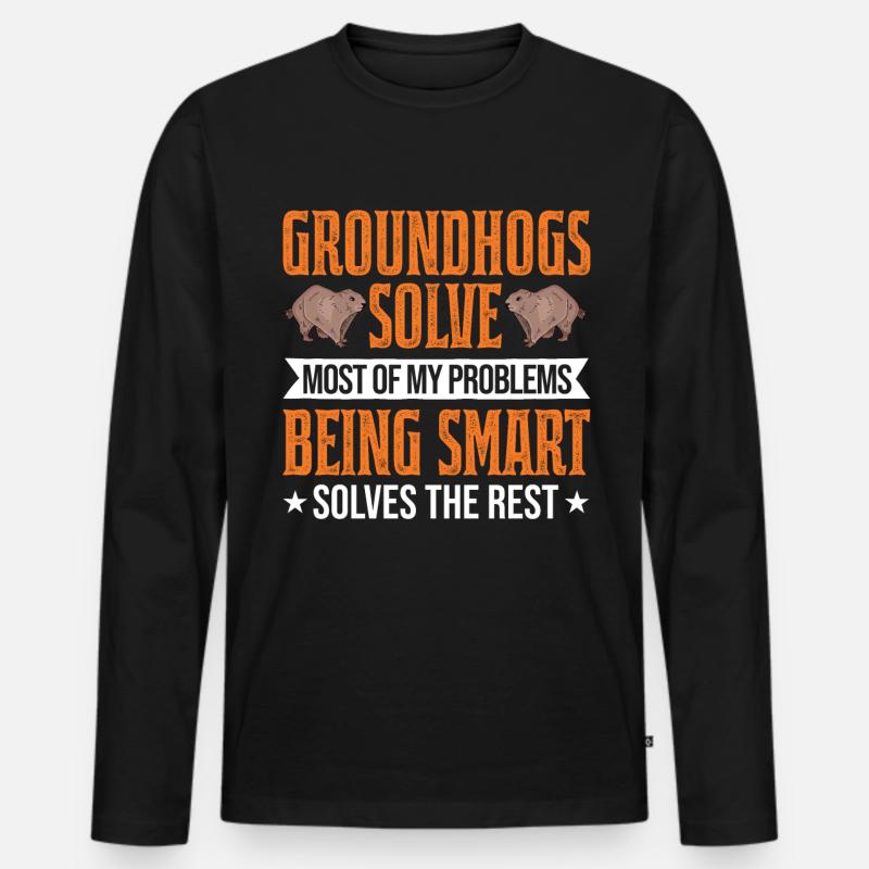 Murmeltier Groundhog Marmot Waldmurmeltier - Männer Premium Bio Langarmshirt - Schwarz