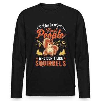 Écureuil Cadeau Écureuil Gris - T-shirt manches longues Premium bio Homme - noir - Devant - Nico (187cm)