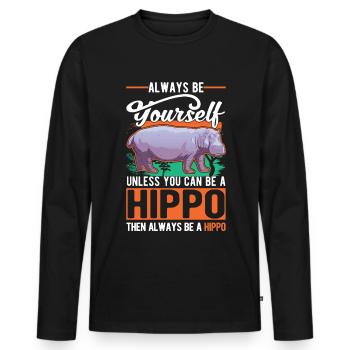 Soyez toujours vous-même hippopotame hippopotame hippopotame - T-shirt manches longues Premium bio Homme - noir - Devant - Nico (187cm)