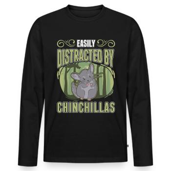 Easily distracted by Chinchillas - Männer Premium Bio Langarmshirt - Schwarz - Vorne - Nico (187cm)