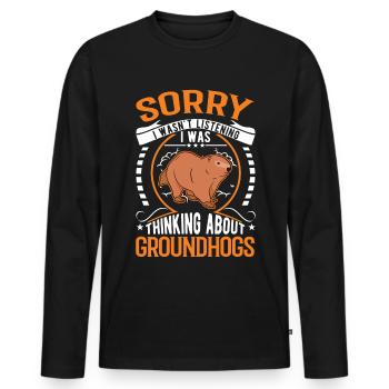 Marmot Groundhog Day Forest Marmot - Men's Premium Organic Long Sleeve Shirt - black - Front - Nico (187cm)