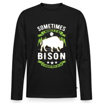 Buffalo Gift Bison Buffallo Buffle d’eau - T-shirt manches longues Premium bio Homme - noir - Devant - Nico (187cm)