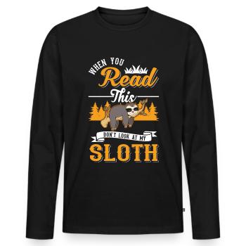 Sloth Gift Sloth - Men's Premium Organic Long Sleeve Shirt - black - Front - Nico (187cm)