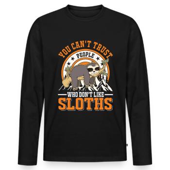 Sloth lover - Men's Premium Organic Long Sleeve Shirt - black - Front - Nico (187cm)
