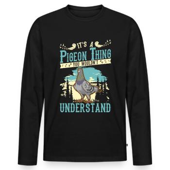 C’est un truc de pigeon pigeon fancier ville pigeon pigeon - T-shirt manches longues Premium bio Homme - noir - Devant - Nico (187cm)