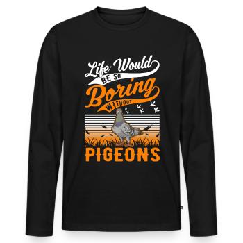 Pigeon Cadeau Pigeon Fancier City Pigeon Pigeonnier Pigeon Transporteur Pigeon - T-shirt manches longues Premium bio Homme - noir - Devant - Nico (187cm)