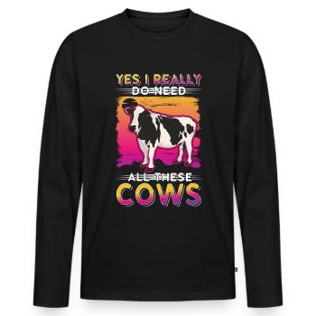 Cow Cattle breeder Farmer Cows Farmer - Men's Premium Organic Long Sleeve Shirt - black - Front - Nico (187cm)
