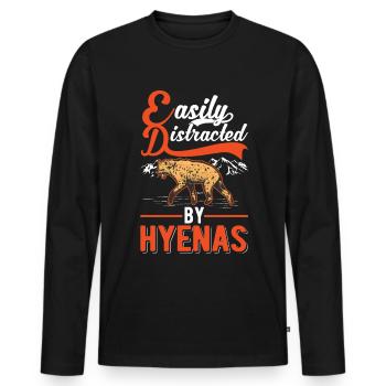 Facilement distrait par les hyènes Erdwolf Hyène - T-shirt manches longues Premium bio Homme - noir - Devant - Nico (187cm)