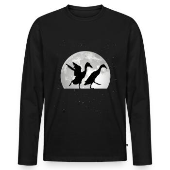 Canard Lune indien - T-shirt manches longues Premium bio Homme - noir - Devant - Nico (187cm)