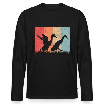 Indian Running Duck Retro Bottle Duck Vintage - T-shirt manches longues Premium bio Homme - noir - Devant - Nico (187cm)