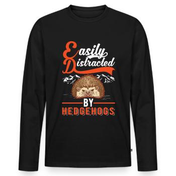 Easily distracted by Hedgehogs Igel - Men's Premium Organic Long Sleeve Shirt - black - Front - Nico (187cm)