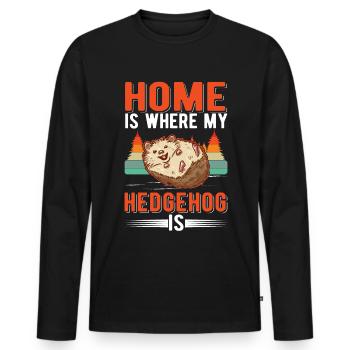 Home is where my hedgehog is - Men's Premium Organic Long Sleeve Shirt - black - Front - Nico (187cm)