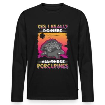 Porcupine Gift Porcupine - Men's Premium Organic Long Sleeve Shirt - black - Front - Nico (187cm)