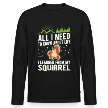 Écureuil Cadeau Écureuil Gris - T-shirt manches longues Premium bio Homme - noir - Devant - Nico (187cm)