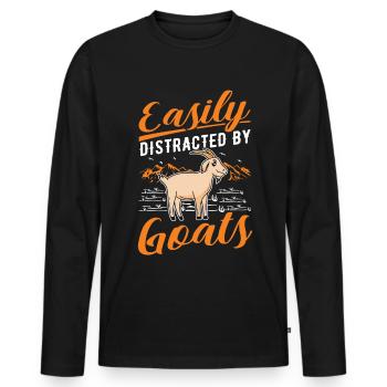 Facilement distrait par les chèvres Ziegenwirt Goat - T-shirt manches longues Premium bio Homme - noir - Devant - Nico (187cm)