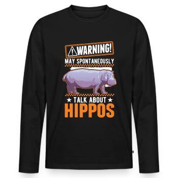 Warning Hippo Hippo Hippo Hippo - Men's Premium Organic Long Sleeve Shirt - black - Front - Nico (187cm)