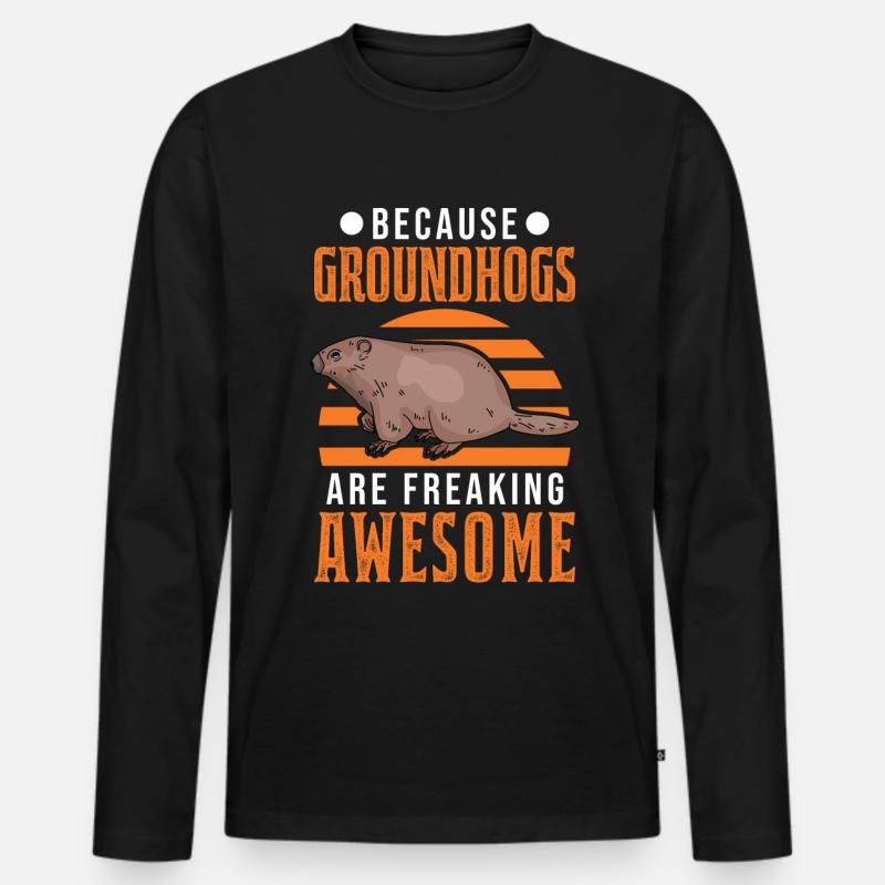 Murmeltier Groundhog Day Waldmurmeltier - Männer Premium Bio Langarmshirt - Schwarz