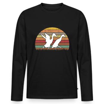 Indian Running Duck Retro Bottle Duck Vintage - T-shirt manches longues Premium bio Homme - noir - Devant - Nico (187cm)