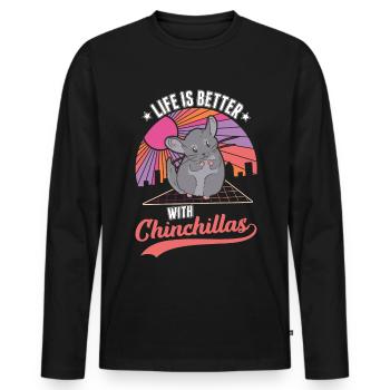 Das Leben ist besser mit Chinchillas - Männer Premium Bio Langarmshirt - Schwarz - Vorne - Nico (187cm)