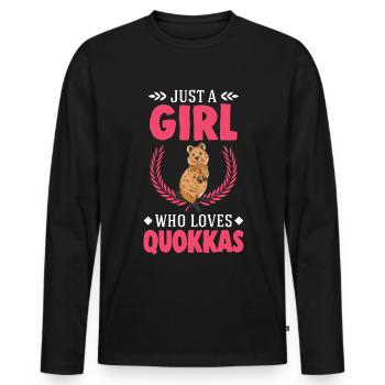 Quokka Girl Kangourou à queue courte - T-shirt manches longues Premium bio Homme - noir - Devant - Nico (187cm)
