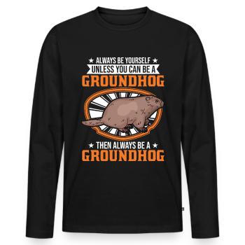 Murmeltier Groundhog Marmot Waldmurmeltier - Männer Premium Bio Langarmshirt - Schwarz - Vorne - Nico (187cm)