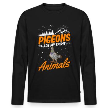 Pigeons are my spirit animals Pigeon fancier pigeon - Men's Premium Organic Long Sleeve Shirt - black - Front - Nico (187cm)