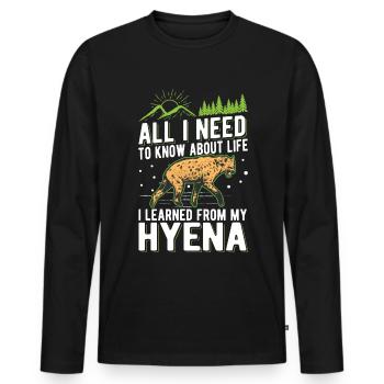 Hyäne Geschenk Erdwolf Hyena - Männer Premium Bio Langarmshirt - Schwarz - Vorne - Nico (187cm)