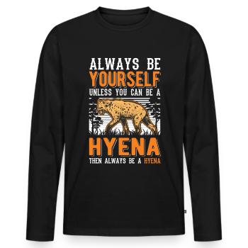 Always be yourself Hyena Erdwolf Hyäne - Männer Premium Bio Langarmshirt - Schwarz - Vorne - Nico (187cm)