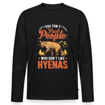 Hyäne Geschenk Erdwolf Hyena - Männer Premium Bio Langarmshirt - Schwarz - Vorne - Nico (187cm)