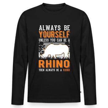 Nashorn Rhino Rhinozeros - Männer Premium Bio Langarmshirt - Schwarz - Vorne - Nico (187cm)