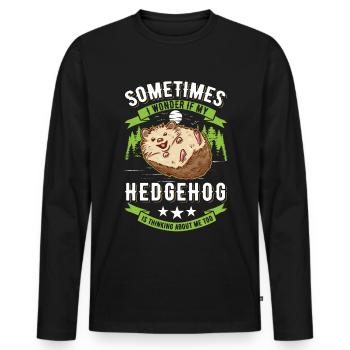 Igel Geschenk Stacheligel - Männer Premium Bio Langarmshirt - Schwarz - Vorne - Nico (187cm)