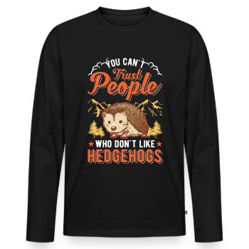Hedgehog Gift Stacheligel - Men's Premium Organic Long Sleeve Shirt - black - Front - Nico (187cm)