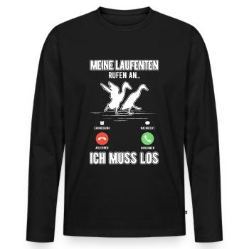 Mes canards qui courent appellent Je dois aller bouteille canard - T-shirt manches longues Premium bio Homme - noir - Devant - Nico (187cm)