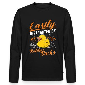 Facilement distrait par Rubber Ducks Rubber Duck - T-shirt manches longues Premium bio Homme - noir - Devant - Nico (187cm)