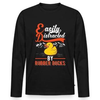 Facilement distrait par Rubber Ducks Rubber Duck - T-shirt manches longues Premium bio Homme - noir - Devant - Nico (187cm)
