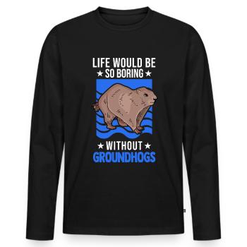 Murmeltier Groundhog Marmot Waldmurmeltier - Männer Premium Bio Langarmshirt - Schwarz - Vorne - Nico (187cm)