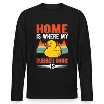 La maison est l’endroit où mon canard en caoutchouc est Canard grinçant - T-shirt manches longues Premium bio Homme - noir - Devant - Nico (187cm)