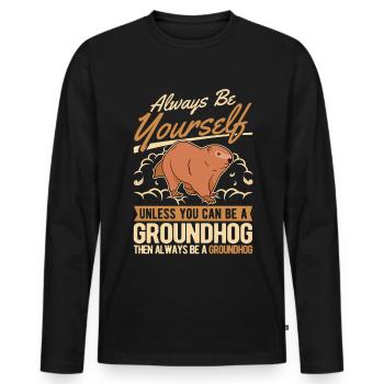 Murmeltier Groundhog Marmot Waldmurmeltier - Männer Premium Bio Langarmshirt - Schwarz - Vorne - Nico (187cm)