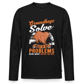 Murmeltier Groundhog Day Waldmurmeltier - Männer Premium Bio Langarmshirt - Schwarz - Vorne - Nico (187cm)