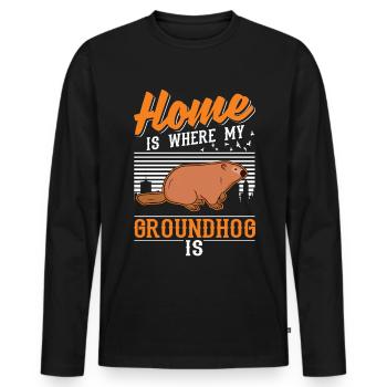 Groundhog Home Groundhog Day Marmot - Men's Premium Organic Long Sleeve Shirt - black - Front - Nico (187cm)