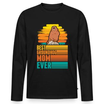 Murmeltier Mama Groundhog Mom Woodchuck - Men's Premium Organic Long Sleeve Shirt - black - Front - Nico (187cm)