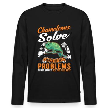 Caméléon Cadeau Caméléon - T-shirt manches longues Premium bio Homme - noir - Devant - Nico (187cm)