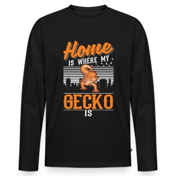 Zuhause ist wo mein Gecko ist - Männer Premium Bio Langarmshirt - Schwarz - Vorne - Nico (187cm)