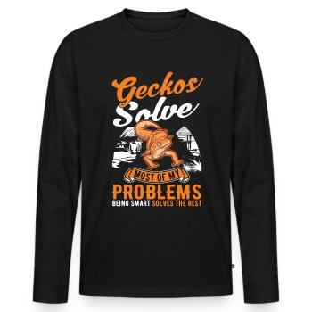 Gecko Geschenk Leopardgecko - Männer Premium Bio Langarmshirt - Schwarz - Vorne - Nico (187cm)