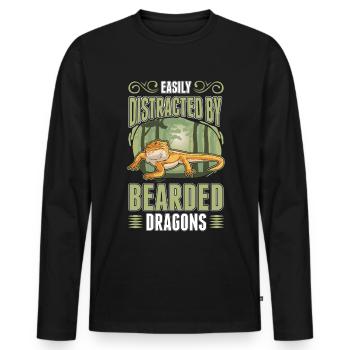 Facilement distrait par Bearded Dragons Bartagame - T-shirt manches longues Premium bio Homme - noir - Devant - Nico (187cm)