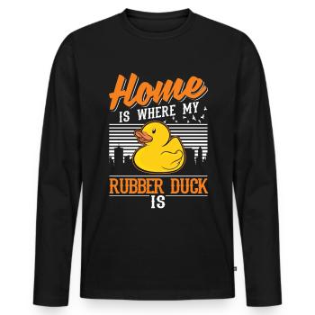 La maison est l’endroit où mon canard en caoutchouc est Canard grinçant - T-shirt manches longues Premium bio Homme - noir - Devant - Nico (187cm)