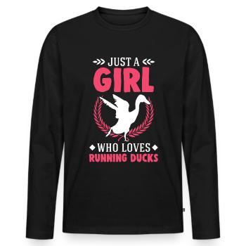 Running Girls Running Duck Bottle Duck - Men's Premium Organic Long Sleeve Shirt - black - Front - Nico (187cm)